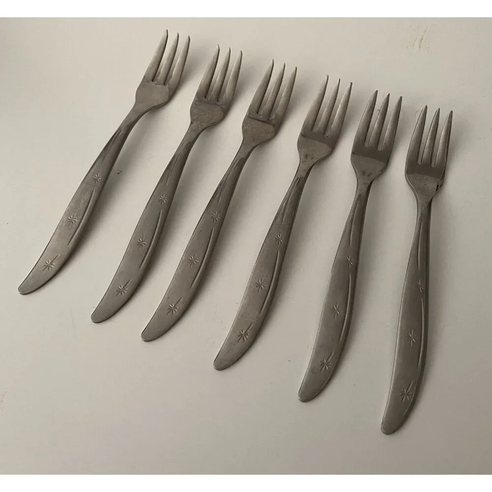 VTG Superior Stainless USA Cocktail Forks Starburst Atomic Starburst 5.5